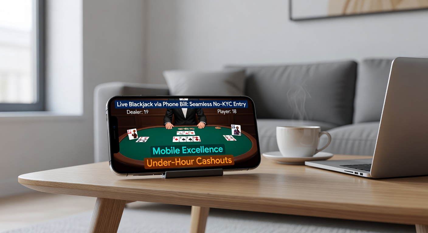 Mobile phone displaying live blackjack game with phone bill confirmation popup and cashout in progress