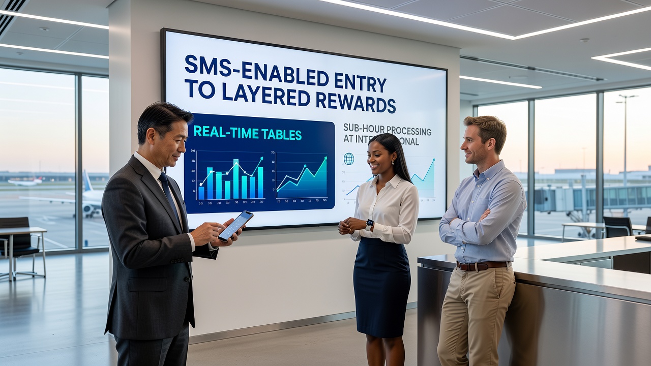 Real-time tables and layered rewards processing at global mobile gaming hubs