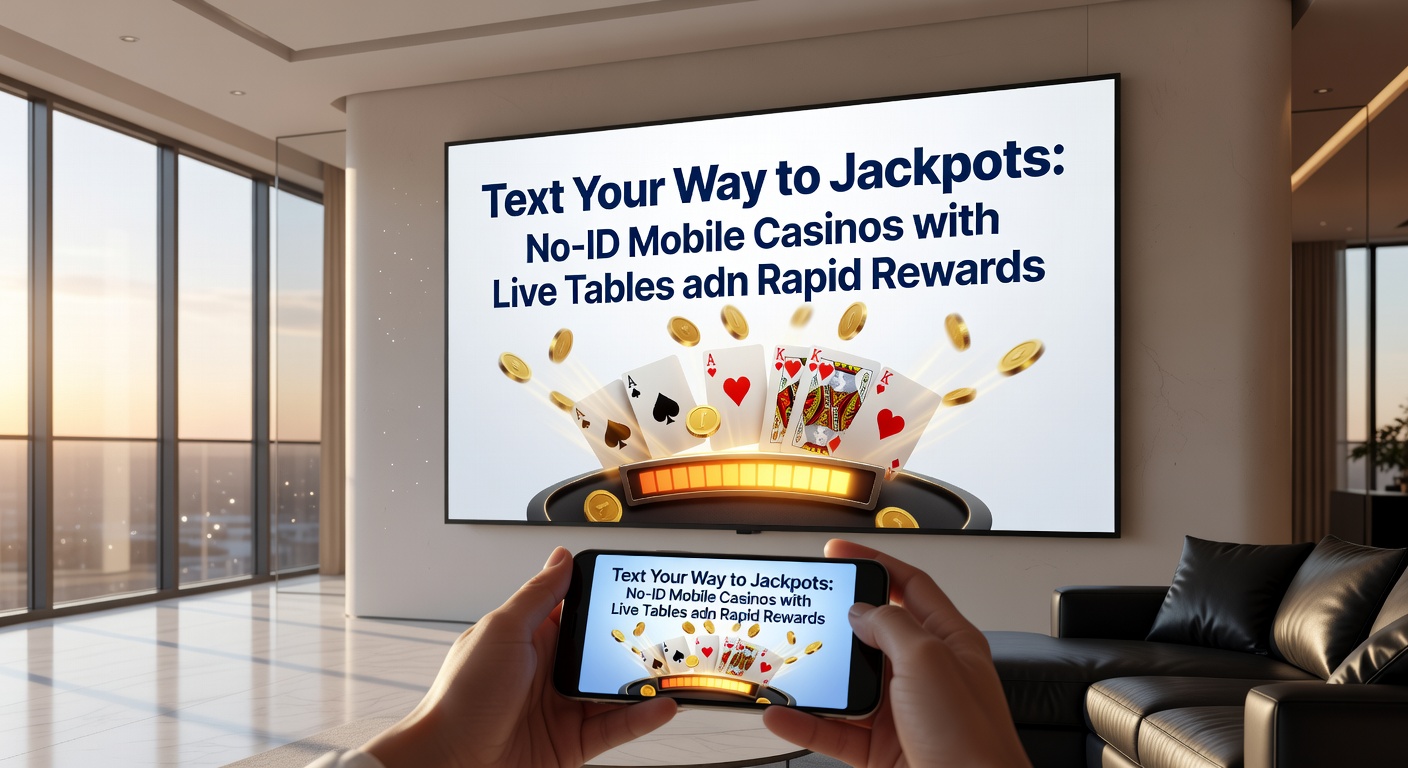 Dynamic split-screen view of a no-ID mobile casino app showing live blackjack dealer dealing cards alongside SMS confirmation popup and a progressive jackpot meter ticking up rapidly