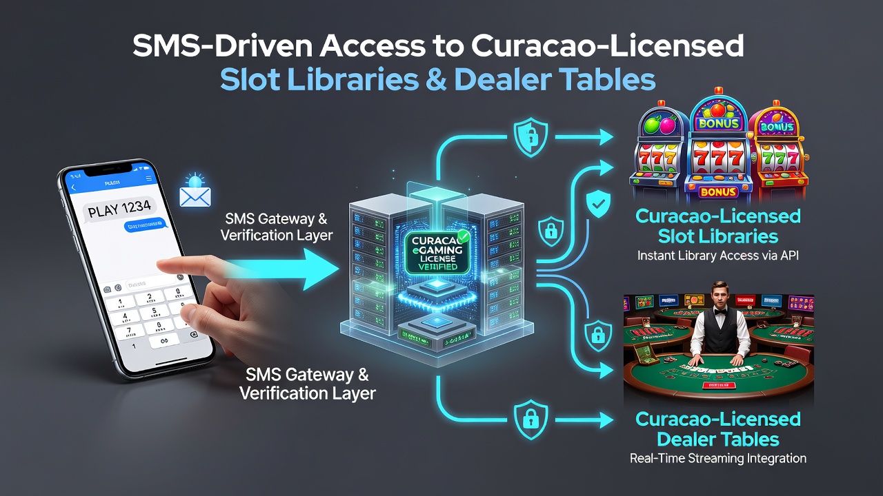 Diagram depicting live dealer table access via SMS funded accounts on Curacao regulated platforms