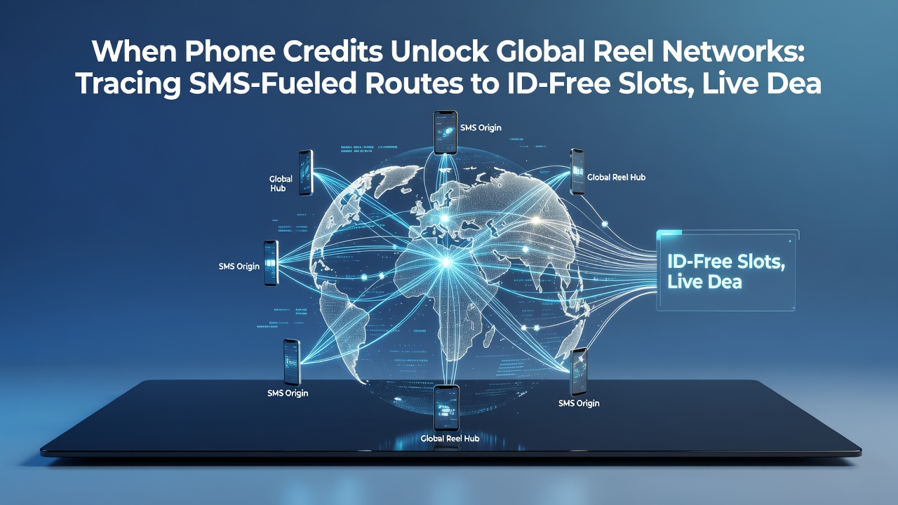 Map-style graphic showing SMS transaction routes from mobile devices to licensed gaming hubs worldwide